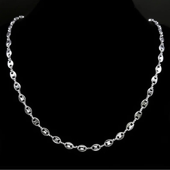 Moon Goddess Emporium Jewelry - 18K White Gold Plated 24” Coffee Bean Pig Nose Chain Necklace